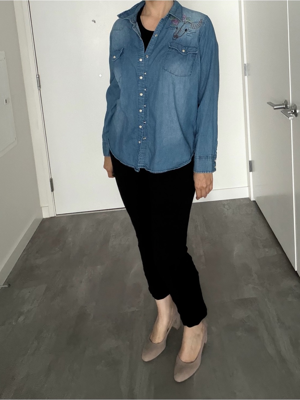 Torrid Astrology denim button down shirt size 00 (M/L)